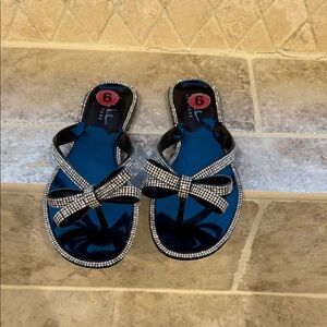 Nicole Miller Black and Silver Bow Sandals